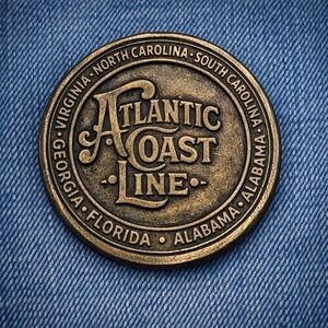Vintage 1974 Atlantic Coast Line Brass Belt Buckle, Train Memorabilia, NOS
